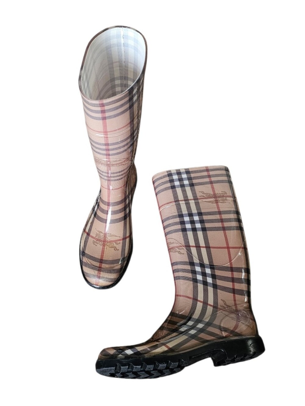 Burberry Plaid Check Tall Rain Boots Size 38 - Picture 9 of 12
